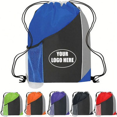 Tri-Color Drawstring Sports Backpack