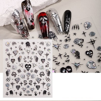 Skeleton Sticker Halloween Nail Art Stickers Decals Self-Adhesive Nail Supplies Fingertip Art