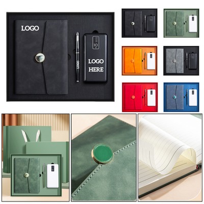 Premium Gift Box Set With Notebook, Pen & Power Bank