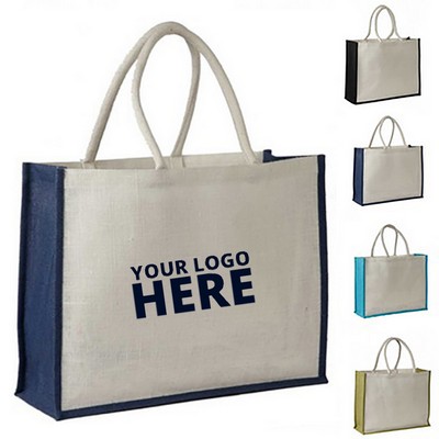 Jute Shopping Bag With Cotton Web Handles
