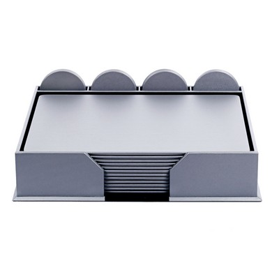 12 Seat Gray Leather Conference Room Set w/ Round Coasters