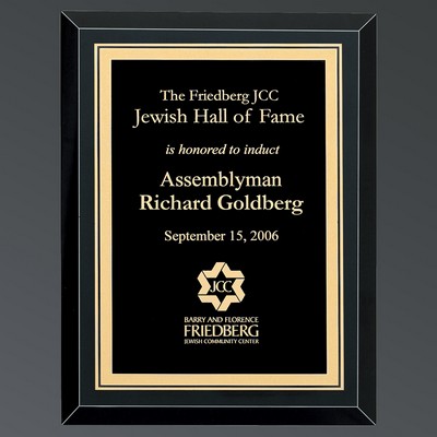 Ebony Piano Finish with Black Mirror Glass, LaserFX® w/Gold Florentine, Small (7"x9")