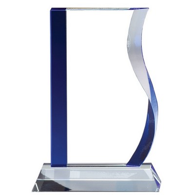 Sapphire Wave Glass Award, 8 1/2"H