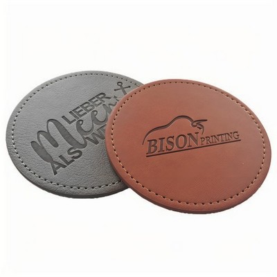 4" Customized Round PU Leather Coaster