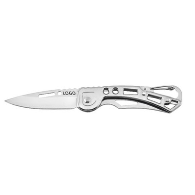 Compact Stainless Steel Folding Knife with Keychain for Outdoor and Everyday Use