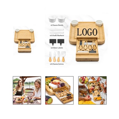 Eco Bamboo Cheese Board with Knives