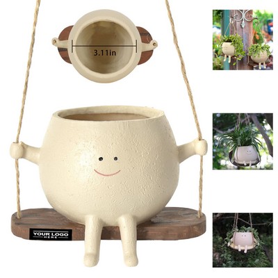 5.4" Hanging Ceramic Planter Pot with Swing Design