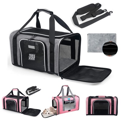 Outdoor Camping Under 18 Pounds Cat Dog Foldable Pet Travel Carrier with 5 Mesh Windows 3 Entrances