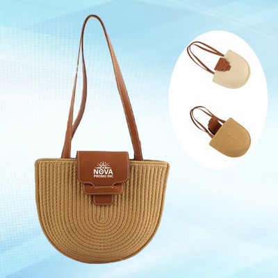Straw Woven Bucket Style Handbag