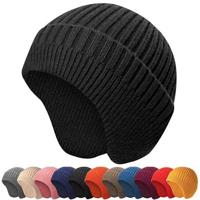 Winter Knit Beanie Hats Ear Covers For Men Women Warm Daily Headwear