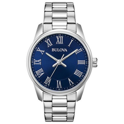 Bulova® Men's Classic Silver-tone Bracelet Watch, Blue Dial