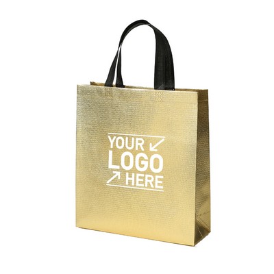13"x12"x4" Metallic Laser Film Laminated Gold Gift Bag