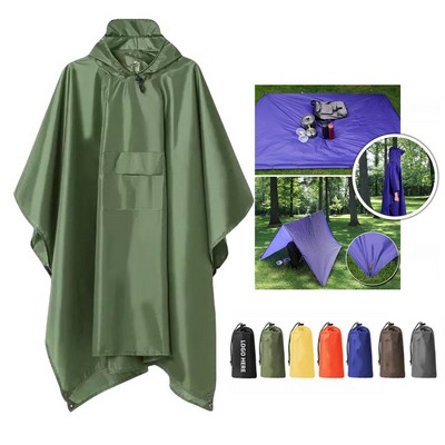 Multifunctional Hooded Rain Poncho