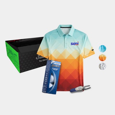 YATTA Golf® Abstract Men's Polo Shirt, Srixon® Golf Balls & Pitchfix® Icon Divot Tool Gift Set