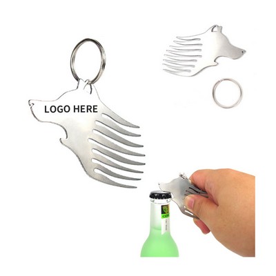 Wolf Head Stainless Steel Multi-Tool Keychain