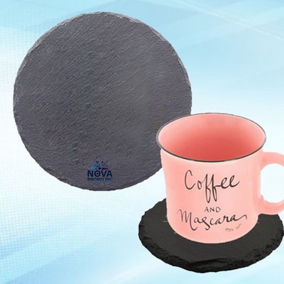 Round Slate Coaster with Custom Imprint and EVA Bottom Pad for Stylish and Durable Protection