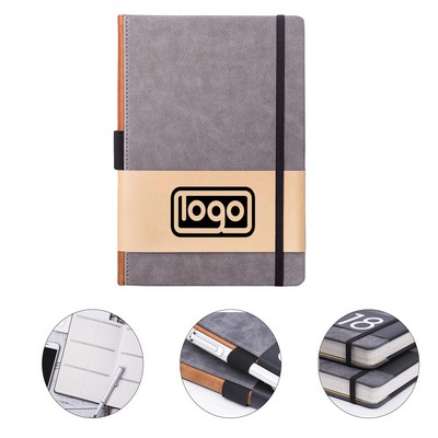 A5 Hard Leather Business Notebook with Elastic Band Side