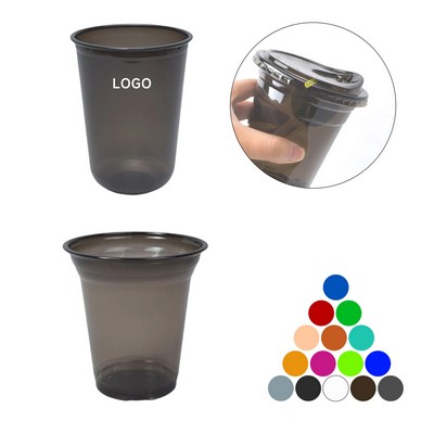 16 Oz Black Clear PET Cold Drink Cup with Lid