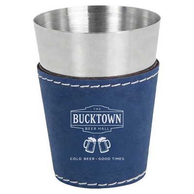 2 oz Stainless Steel Wine Glass w/ PU Leather Sleeve