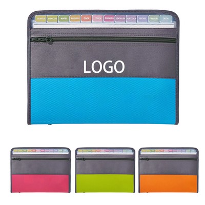 13 Pocket A4 Accordion Expanding File Folder w/Zipper