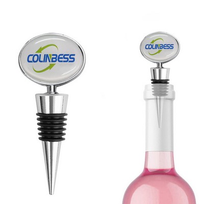 Oval Resin Sticker Metal Wine Stopper