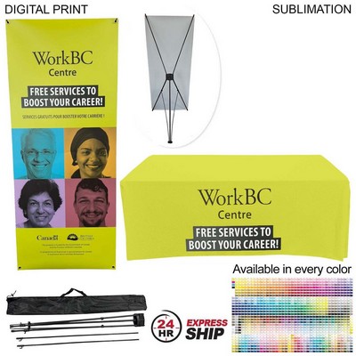 24Hr Express - Tradeshow Package, Tripod Banner with Graphics DP788 + Sublimated Tablecover SU499
