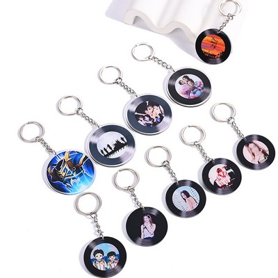 Retro Vinyl Record Album Keychain Music Recording Dj Pendant Charm Key Chain