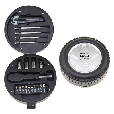 Tire Shaped Tool Kit With Multi Bit Set