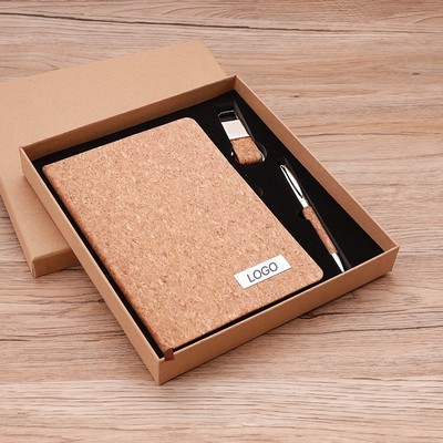 Sustainable Cork Gift Set Eco-Friendly Cork Notebook & Matching Keychain Kit Corporate Gift