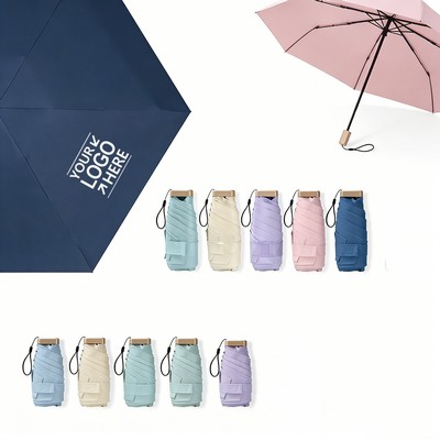 14cm Black Coating Six-Fold Compact Umbrella