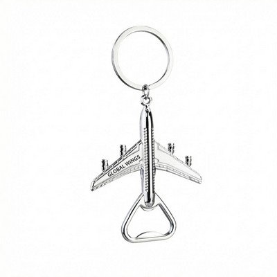 Silver Commercial Jet Bottle Opener Keychain