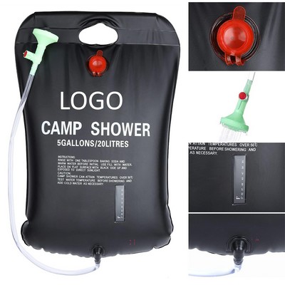 5 Gallon Outdoor Solar Heating Shower Bag With Showerheads