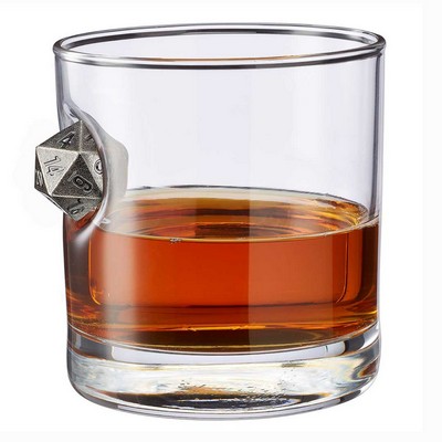 D20 Dice Embedded Rocks Glass