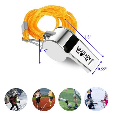 Loud Crisp Sound Metal Whistle with Lanyard