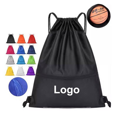 Zippered Drawstring Backpack