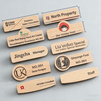 Wood Name Badge