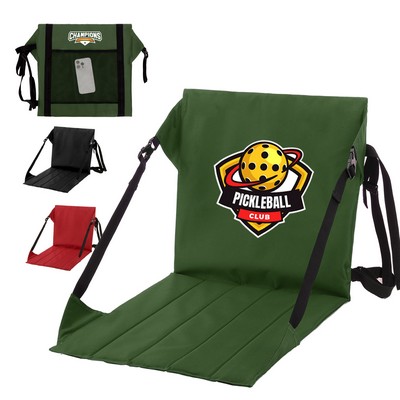 Folding Stadium Seat Cushion With Back Support and Carry Strap for Bleachers
