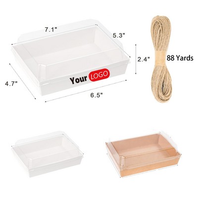 White Paper Charcuterie & Bakery Box with Clear Lid