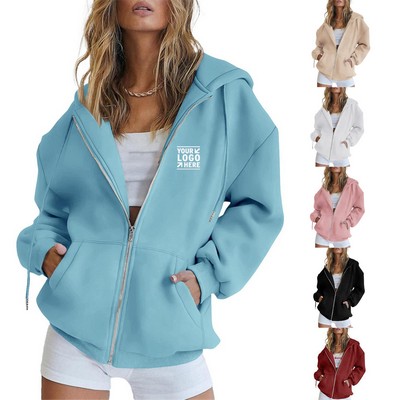 Women's Oversized Zip-Up Hooded Sweatshirt