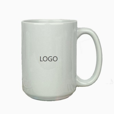 15Oz Classic White Ceramic Coffee Mug W/ Custom Logo