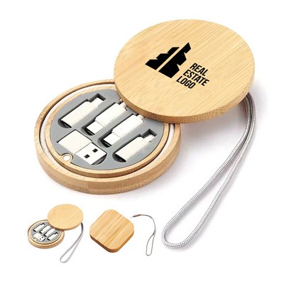 6-in-1 Wheat Straw Convertor Cables USB Bamboo Box Biodegradable