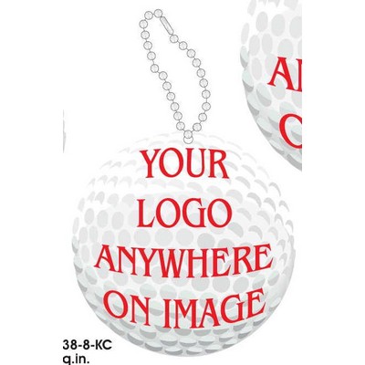 Golf Ball Promotional Key Chain w/ Black Back (8 Square Inch)