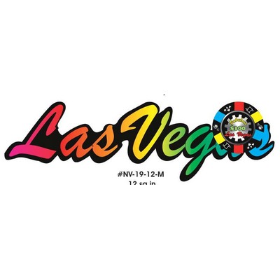 Las Vegas w/ Poker Chip Magnet w/ Full Magnet Back (12 Square Inch)