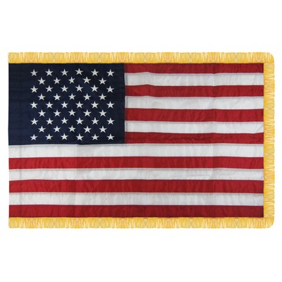 3' x 5' U.S. Indoor Nylon Flag with Pole Hem and Fringe
