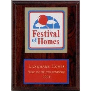 Solid Walnut Roman Cove Plaque w/ Logo Applied to Plate (9"x12")