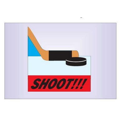 Hockey Puck & Stick Rectangle Badge w/ Bar Pin (2"x3")