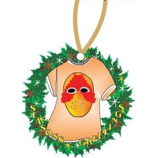 Hockey Mask T-Shirt Promotional Wreath Ornament w/ Black Back (4 Square Inch)
