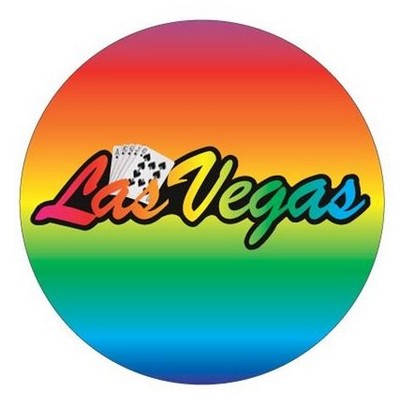 Las Vegas w/ Royal Flush Round Badge w/ Bar Pin (2 1/2" Diameter)