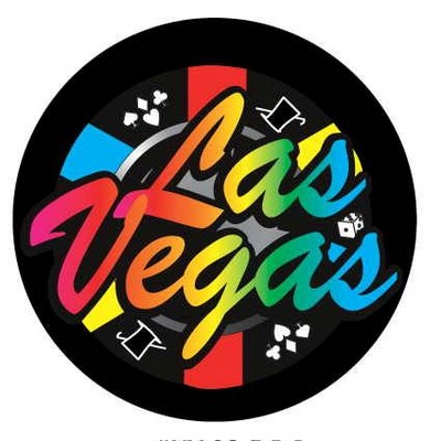 Las Vegas Poker Chip Round Badge w/ Bar Pin (2 1/2" Diameter)