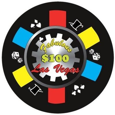 Las Vegas $100 Poker Chip Round Metal Photo Magnet (2 1/2" Diameter)